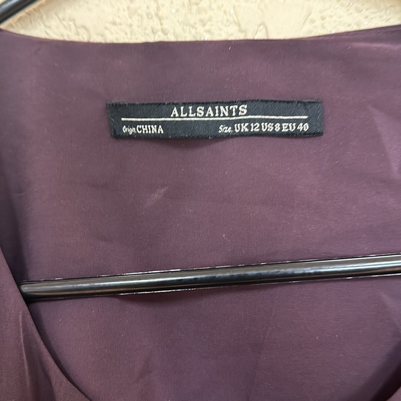 All Saints womans eggplant Purple Thea mini Dress size 8 - Picture 4 of 5